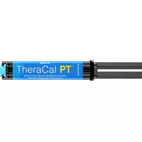 TheraCal PT is a biocompatible, dual-cured, resin-modified calcium silicate designed for pulpotomy treatment. TheraCal PT maintains tooth vitality by performing as a barrier and protectant of the dental pulpal complex.