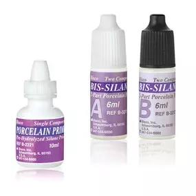 BISCO’s porcelain primers are silane coupling agents used to improve bonding between porcelain restorations and resin cement. It also protects porcelain restorations from contamination and increases mechanical and chemical bonding of resin to the porcelain.