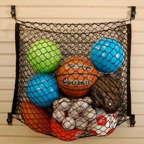 Are the kids’ toys getting everywhere? Tired of chasing baseballs and basketballs around? Try this PVC Slatwall paired with a Mesh Sports Equipment Basket to keep things organized.