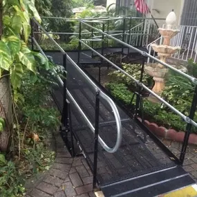 The Amramp South Florida team installed this 25' wheelchair ramp to provide access for the front entrance of this Coral Gables, FL home.