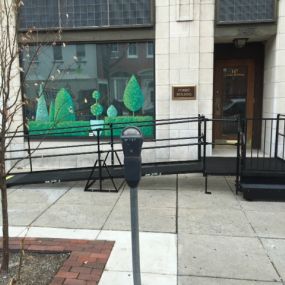 Amramp provided wheelchair accessibility with this commercial wheelchair ramp at the Abilities in Motion offices - a non-profit Center for Independent Living - at the Corbit Building in downtown Reading, PA.