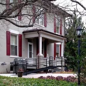 Rodney Hulsey and the Amramp Lancaster team installed this one day wheelchair ramp rental to accommodate a VIP visit to the residence of the President of Elizabethtown College in Elizabethtown, PA.