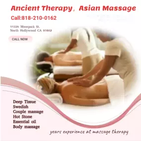 Massage techniques are commonly applied with hands, fingers, 
elbows, knees, forearms, feet, or a device. 
The purpose of massage is generally for the treatment of 
body stress or pain.