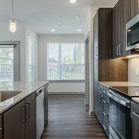 Beautiful gallery kitchen with lots of light