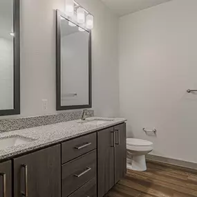 large vanity with dual mirrors