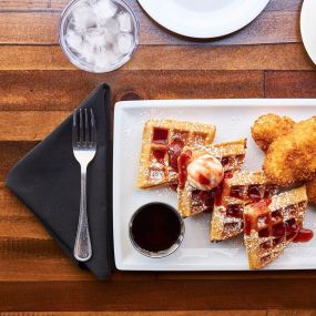 Chicken & Waffles at Off The Strip at The LINQ Hotel + Experience.