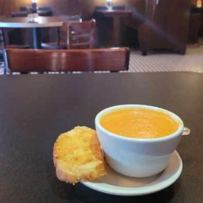 Tomato Basil Soup and crostini at The Fountain on Locust