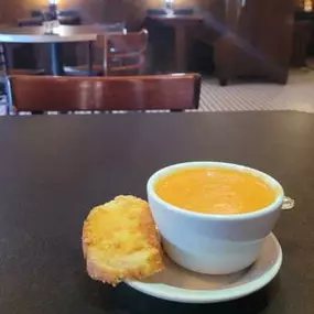 Tomato Basil Soup and crostini at The Fountain on Locust