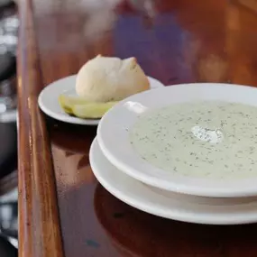 Signature Polish Dill Pickle Soup at The Fountain on Locust - our most popular!