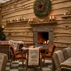 Covered Outdoor Dining Fireplace