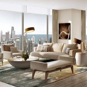 St. Regis Chicago Residence Living Area and Dining Room with Skyline Views