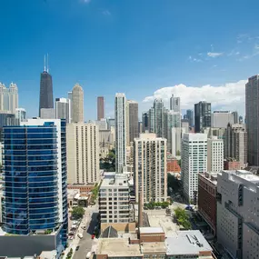 Downtown Chicago View from Exhibit on Superior