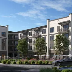 Experience the striking exterior of The Everly at Rouzan, where modern architecture meets lush green surroundings. With its sophisticated design, inviting patios, and balconies, The Everly offers a perfect blend of style and serenity in the heart of Baton Rouge.