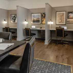 Work, create, and connect in the resident coworking spaces at The Everly at Rouzan. These thoughtfully designed areas offer a quiet and inspiring environment with modern furnishings and all the amenities you need to stay productive.