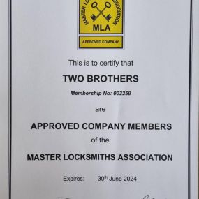 Bild von Two Brothers Locksmiths LLP Master Locksmiths OF Skill & Integrity