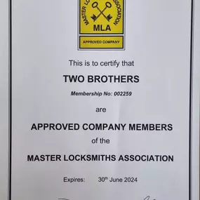 Bild von Two Brothers Locksmiths LLP Master Locksmiths OF Skill & Integrity