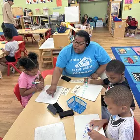 Expressing through art! Kids enjoy using their imaginations as they draw colorful creations.