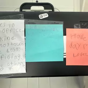 I love when my girls visit the office and leave little notes! Charlotte’s rules for the office are pretty spot on.