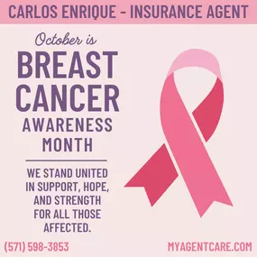 Every October, Breast Cancer Awareness Month promotes early detection and research support. Carlos Enrique State Farm proudly participates in raising awareness and supporting those affected by breast cancer.