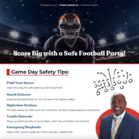 Ready to throw a touchdown party this football season? ???????? While you enjoy the game with friends, don’t forget to prioritize safety. Follow these tips to keep the good times rolling without a hitch!
Thinking about your home safety during gatherings? Let’s discuss your homeowners or renters insurance options today!