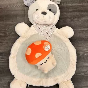 Today some of our stuffies were lucky enough to get to take their daily nap on one of our new soft-as-all-getout baby mats.