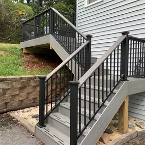 Composite deck with steps and landing.