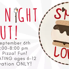 It’s Friday Night Arts just for kids ages 6-12 years old. Pottery, Pizza, and FUN. This is a drop off event from 6-8pm. $28 per child (includes project and pizza).