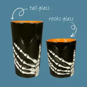 Tall glass or short rocks glass? ????☠️ Which fun skeleton-themed mug is your go-to for spooky sips? Let us know your fave! ????⁠