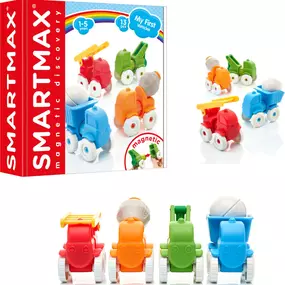 SmartMax My First Vehicles Build 4 vehicles by clicking soft materials onto strong and safe magnetic bars.