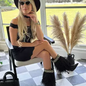 Naples, FL Womens Luxury Shoes: The Foxy Black Feather Stilettos. We ship across the US