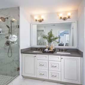 Elegant primary bathrooms with luxe appointments