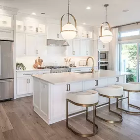 Gorgeous kitchens with large center islands, brand-name stainless steel appliances, and granite countertops