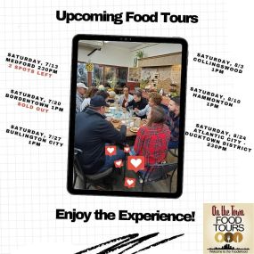 ust learned from @braddocks_tavern that On The Town Food Tour is coming to MEDFORD! Love that they are featuring our quaint town ???? @onthetownfood

www.onthetownfoodtours.com

#medfordnj #destinationmedford #marltonnj #foodtours #njfoodie