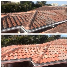 house roof comparison after roof washing and pressure washing service in Saint Petersburg florida
