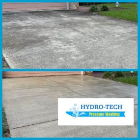 before and after concrete driveway after pressure washing service in Saint Petersburg florida