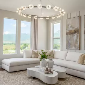 Gathering room with mountain views at Deep Creek at Jordanelle Ridge-Canyon Series new construction