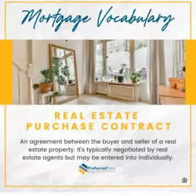 The 'Purchase Contract' is the written agreement that seals the deal in the homebuying process. It outlines the terms and conditions between the buyer and seller, ensuring a clear understanding and a smooth path to homeownership. #MortgageVocabulary #HomeBuyingProcess