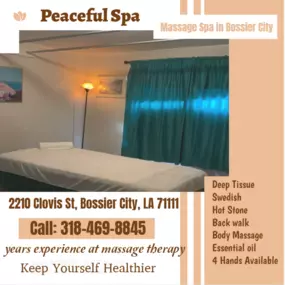 As Licensed massage professionals, my intention is to provide quality care, 
inspire others toward better health, and utilize my training and experience 
in therapeutic bodywork to put your mind and body at ease.