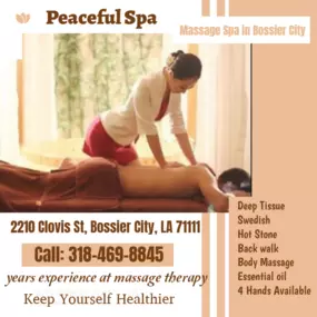 Massage techniques are commonly applied with hands, fingers, 
elbows, knees, forearms, feet, or a device. 
The purpose of massage is generally for the treatment of 
body stress or pain.