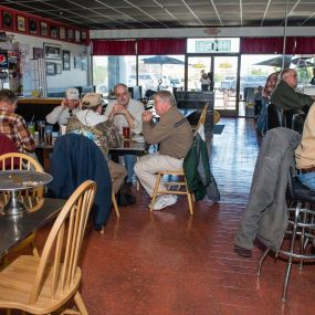 Dining room at Yellow Submarine in Nags Head full of happy customers.