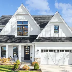 Board and Batton, Black Windows, Farmhouse Style, French Country Style, Shingled Roof