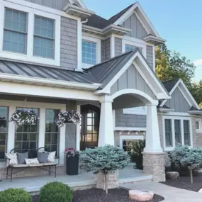 Hardie Board and Batton, Timber Frame, Stone, Black Windows, Farmhouse Style, Craftsman Style, Metal Roof, Cedar Shake Siding