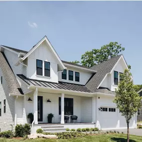 Board and Batton, Timber Frame, Black Windows, Farmhouse Style, Metal Roof, Shingled Roof