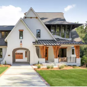 Cedar Shake, Timber Frame, Black Windows, Farmhouse Style, French Country Style, Metal Roof, Shingled Roof