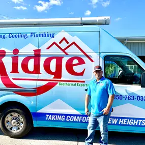 Ridge Heating, Cooling, Plumbing & Electrical work van with driver