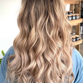 Blonde Balayage With Brunette Highlights in Springfield, MO - Blu Skies Salon