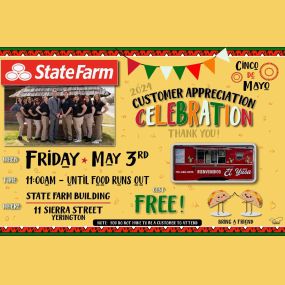 Come join us May 3rd! Tacos El Yusa food truck will be completely free on us! Until Food runs out!