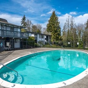 Sparkling pool at Capri Apartments in Mountlake Terrace, WA