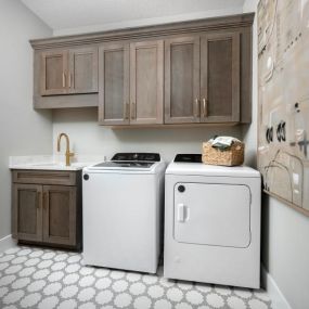 Convenient laundry rooms with optional sink and added storage