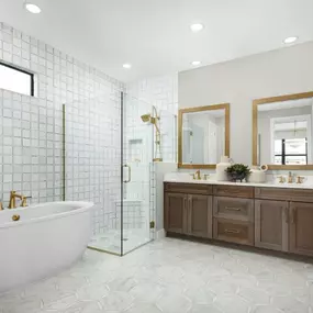 Luxurious primary bathrooms with hundred of designer appointed selections available